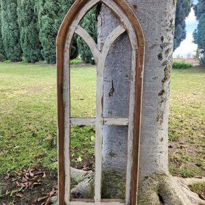 Arch Wood Frame Distress White Shabby Chic Wall Hanging Pisato 32" H